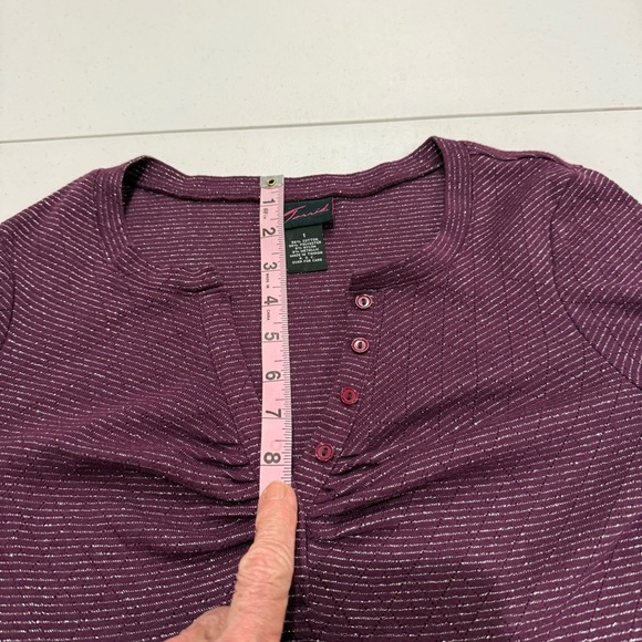 Torrid 3/4 Sleeve Bodycon Pullover V-neck Purple & Silver Women’s Size 1 (1X) - Picture 5 of 11